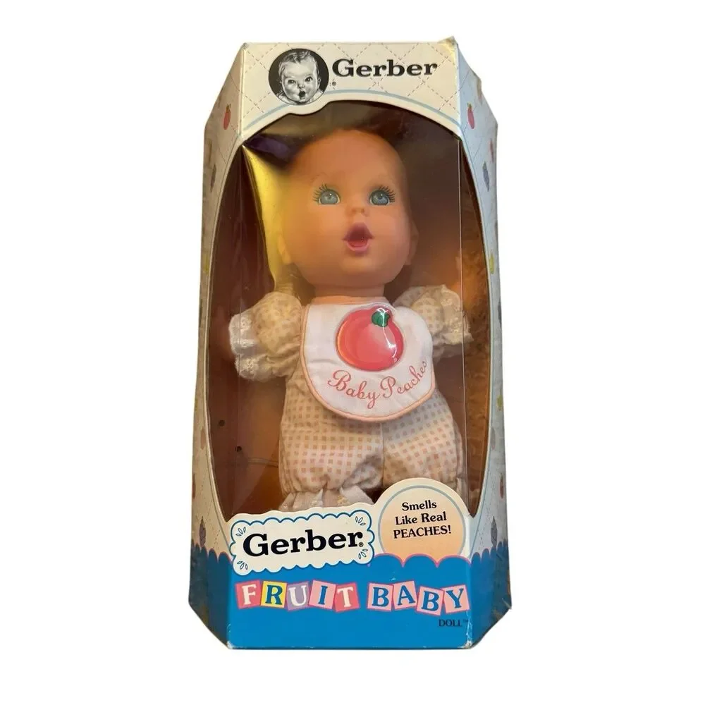 NIB Vintage 1995 Gerber‎ Fruit Baby PEACHES Scented Doll Toy Biz Blonde